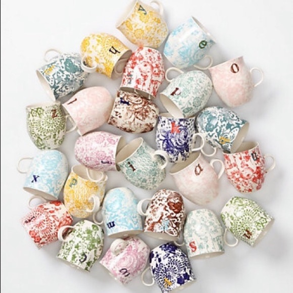 Anthropologie “R” Coffee/ Tea Floral BOHO Mug - Picture 2 of 2